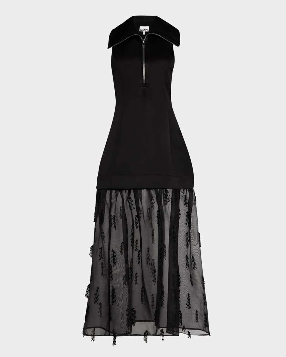 Combo Fringe Organza Dress